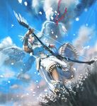  armor armored_dress bow braid cloud flower lenneth_valkyrie long_hair shimabara silver_hair sky valkyrie_profile wings 