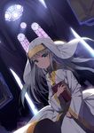  book church dutch_angle habit index long_hair multicolored multicolored_eyes robe safety_pin sasamori_tomoe silver_hair solo stained_glass to_aru_majutsu_no_index 