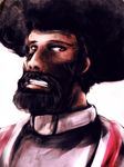  afro beard black_hair brown_eyes face facial_hair garterbelt_(psg) huge_afro male_focus panty_&amp;_stocking_with_garterbelt portrait realistic solo tom_(drpow) 