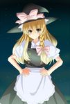  apron bad_id bad_pixiv_id blonde_hair hands_on_hips hat kirisame_marisa short_sleeves solo touhou witch_hat yoshida_(rodeo) 