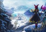  book dragon_nest fantasy mountain red_hair saber_01 snow solo sorceress_(dragon_nest) staff 