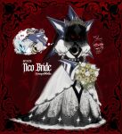  1boy 9474s0ul artist_name artist_self-insert ash_baby_(meme) bridal_veil commentary crossdressing dress english_text flower highres holding holding_flower humanoid_robot male_focus meme metal_overlord metal_sonic neo_metal_sonic red_eyes robot sharp_teeth solo sonic_(series) sonic_heroes symbol-only_commentary teeth veil wedding_dress white_dress 