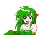  bad_id bad_pixiv_id bare_shoulders breasts cleavage final_fantasy final_fantasy_iv green_eyes green_hair hair_ornament horus_(artist) long_hair medium_breasts older open_mouth rydia solo 