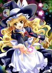  blonde_hair braid broom hat kanna_(plum) kirisame_marisa long_hair solo star touhou witch_hat yellow_eyes 