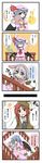  5koma :d absurdres animal_costume bat_wings bear_costume blue_eyes blue_hair bow braid carrying check_translation child china_dress chinese_clothes closed_eyes comic crib dress green_eyes hand_on_headwear hat hat_bow highres hong_meiling hong_meiling_(panda) izayoi_sakuya long_hair low_wings multiple_girls no_hat no_headwear open_mouth pajamas panda red_eyes red_hair remilia_scarlet short_hair silver_hair skirt skirt_grab skirt_set sleeping smile stretch stuffed_animal stuffed_toy touhou translated translation_request twin_braids wings wrist_cuffs younger yuuta_(monochrome) zzz 