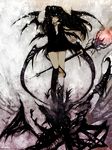  bad_id bad_pixiv_id black_hair duca head_wings original solo staff tail wings 