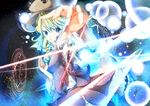  blonde_hair blue_eyes danmaku eyes hat magic_circle moriya_suwako short_hair solo sugiyuu touhou 