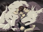  animal anime_coloring bad_id bad_pixiv_id closed_eyes earrings enigmasurao facepaint fur jewelry mask mononoke_hime sad san solo wolf 