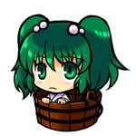  bucket chibi green_eyes green_hair in_bucket in_container kisume simple_background socha solo touhou wooden_bucket 
