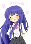  bad_id bad_pixiv_id blue_hair bow closed_eyes furude_rika higurashi_no_naku_koro_ni long_hair migu_(migu_room) pink_bow solo suspenders 