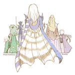  2girls 3boys armor blonde_hair cain_highwind cape cecil_harvey edward_geraldine female final_fantasy final_fantasy_iv green_hair helmet long_hair lowres male multiple_boys multiple_girls na_(pixiv913562) naa_(54891637) rosa_farrell rydia short_hair white_hair whyt 