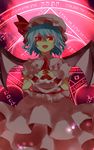  bat_wings fangs hands_on_own_chest hat kurosawa_kazuto magic_circle open_mouth red_eyes remilia_scarlet short_hair smile solo touhou wings 