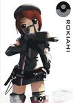  belt brown_hair gloves green_eyes gun hat rifle rokiahi solo weapon xenoaisam 