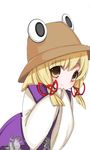  bad_id bad_pixiv_id banned_artist blonde_hair eyes hat moriya_suwako short_hair sleeves_past_wrists smile solo tetsubuta touhou wide_sleeves yellow_eyes 