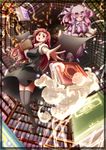  bad_id bad_pixiv_id bat_wings book hands hat head_wings highres koakuma legs leo_hariyoru library long_hair multiple_girls octagram patchouli_knowledge purple_eyes purple_hair red_eyes red_hair star_of_lakshmi touhou voile wings 