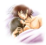  anna_irving bed blush brown_hair couple eyes_closed kratos_aurion short_hair sleep sleeping tales_of_(series) tales_of_symphonia 