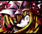  ayakashi_(monkeypanch) bad_id bad_pixiv_id blonde_hair crazy_eyes gap hat letterboxed red_eyes solo touhou yakumo_yukari 