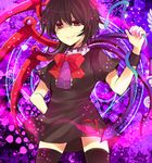  black_hair hand_on_hip houjuu_nue kurosawa_kazuto magic_circle red_eyes short_hair smile snake solo thighhighs touhou zettai_ryouiki 