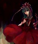  bad_id bad_pixiv_id black front_ponytail green_hair hair_ribbon kagiyama_hina long_hair ribbon rim74 solo touhou 