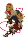  3girls alice_margatroid bent_over blonde_hair blue_eyes bow buront crossover emu_(losspass) final_fantasy final_fantasy_xi frills heart kitanai_ninja medicine_melancholy multiple_boys multiple_girls naitou outstretched_arms paladin_(final_fantasy) pointy_ears red_eyes ribbon rumia short_hair spread_arms the_iron_of_yin_and_yang touhou 