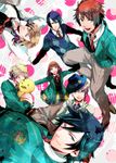  6+boys aqua_eyes argyle bad_id bad_pixiv_id blazer blonde_hair blue_eyes blue_hair glasses hat hijirikawa_masato ichinose_tokiya ittoki_otoya jacket jinguuji_ren kurusu_shou long_hair medium_skirt multicolored multicolored_clothes multicolored_skirt multiple_boys nanami_haruka necktie orange_hair plaid plaid_skirt red_hair ribbon school_uniform shinomiya_natsuki short_hair skirt smile uta_no_prince-sama yellow_eyes yukihiro_utako 