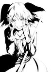  animal_ears greyscale hand_to_own_mouth highres kasodani_kyouko looking_at_viewer monochrome onigunsou open_mouth solo touhou 