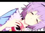  bad_id bad_pixiv_id close-up dutch_angle komeiji_satori kurokuro letterboxed purple_hair sideways simple_background smile solo squinting third_eye touhou 