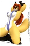  anthro anthroanim becky_cascane big_breasts breasts canine female fox hair looking_at_viewer mammal muscles pose solo spread_legs spreading wide_hips 