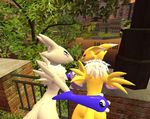  canine couple date digimon duo fox gmod hug mammal renamon walking 