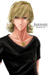  bad_id bad_pixiv_id barnaby_brooks_jr blonde_hair glasses green_eyes jacket jewelry kanmuri_(cloud-ff7) male_focus necklace shirt solo t-shirt tiger_&amp;_bunny 