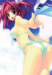  absurdres ass bikini breasts day frilled_bikini frills highres looking_back medium_breasts open_mouth polka_dot polka_dot_bikini polka_dot_swimsuit r_g_b red_eyes red_hair shiki_asahi short_hair short_twintails sky smile solo strap_gap suzuhira_hiro swimsuit twintails 