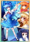  bad_id bad_pixiv_id black_hair blonde_hair blue_eyes blue_hair cirno dress hair_ribbon highres luna_child mary_janes multiple_girls open_mouth red_eyes ribbon shoes smile star star_sapphire sunny_milk touhou twintails wings yanagi_ryou yellow_eyes 