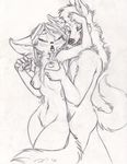  2011 breasts canine eyes_closed female fennec fox from_behind grope lazzydragon male nude pussy sex sketch straight wolf 