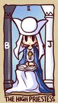  blush_stickers book cross hat ikkyuu lowres original priestess sitting solo tarot the_high_priestess 