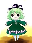  :3 dress ghost_tail green_dress green_hair hat multiple_tails o_o outstretched_arms short_hair soga_no_tojiko solo tail touhou yume_shokunin 