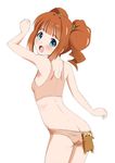  :o animal bare_shoulders blue_eyes blush brown_hair butt_crack drill_hair from_behind ginjyasei hamster hamuzou idolmaster idolmaster_(classic) looking_back orange_hair panties panty_pull simple_background solo sports_bra takatsuki_yayoi twin_drills twintails underwear underwear_only 