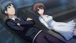  brown_hair dress game_cg koi_de_wa_naku makishima_yumi night short_hair tomose_shunsaku 