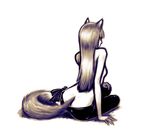  animal_ears ass breasts butt_crack dimples_of_venus from_behind holo ian_chase long_hair monochrome pants sepia sideboob sitting small_breasts solo spice_and_wolf straight_hair tail topless wolf_ears wolf_tail 