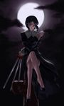  absurdres black_hair black_keys ciel cross crossed_legs eyewear_removed full_moon glasses highres holding holding_eyewear moon red_eyes scrap_iron short_hair sitting smile solo sword tsukihime weapon 