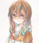  alternate_hairstyle bad_id bad_pixiv_id brown_eyes glasses hayami_tsurumasa headphones inazuma_eleven_(series) inazuma_eleven_go male_focus monkymonky smile solo 