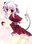  alternate_costume alternate_hair_color animal_ears bad_id bad_pixiv_id cameltoe cleft_of_venus cross-laced_clothes maid_headdress mouse_ears mouse_girl mouse_tail nazrin panties panty_pull pussy_peek red_eyes sanom silver_hair solo tail touhou underwear white_panties 