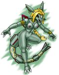  anthro blonde_hair breasts carlito female hair long_hair nipples piercing pok&eacute;mon pussy rayquaza solo 