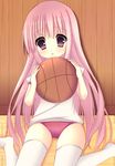  bad_id bad_pixiv_id basketball buruma gym_uniform hakamada_hinata hayuki_hayu long_hair pink_eyes pink_hair rou-kyuu-bu! sitting solo thighhighs very_long_hair 