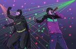  alcohol animated animated_gif batman batman_(series) beer crossover dancing darker_than_black drawfag hei lights male_focus multiple_boys party ponytail the_monkey what 