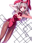  animal_ears bow bowtie breasts bunny_ears bunnysuit cleavage detached_collar long_hair medium_breasts miuku_(marine_sapphire) original pantyhose red_eyes silver_hair solo wrist_cuffs 