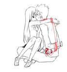  1girl baka_to_test_to_shoukanjuu couple hetero kirishima_shouko kouta_(miyakawa617) red_string sakamoto_yuuji school_uniform scissors sketch string 