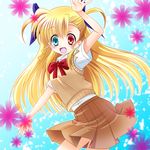  blonde_hair derika heterochromia long_hair lyrical_nanoha mahou_shoujo_lyrical_nanoha_strikers mahou_shoujo_lyrical_nanoha_vivid solo sweater_vest vivio 