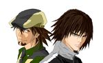  bonrakusa brown_hair cabbie_hat derivative_work grey_eyes hat kaburagi_t_kotetsu multiple_boys necktie tiger_&amp;_bunny yellow_eyes zet zetman 