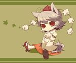  chibi hat inubashiri_momiji monozu red_eyes sitting solo tail tokin_hat touhou wolf_tail 