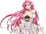  code_geass_lelouch_of_the_rebellion_kururugi_suzaku_chibi_brown_hair_green_eyes_euphemia_li_britannia_pink_hair_purple_eyes_white_dress tagme 